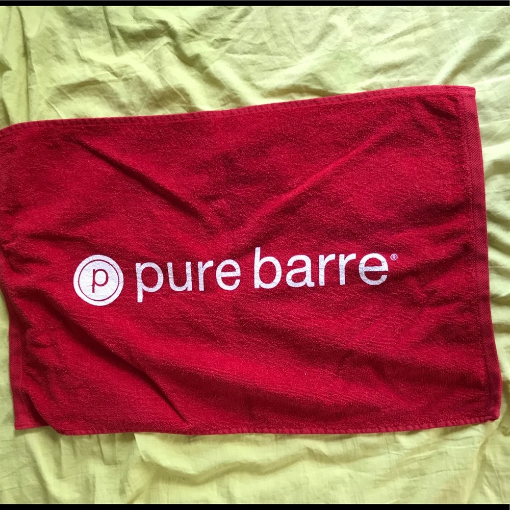 Red Pure Barre hand towel